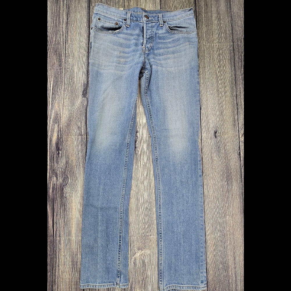 Hollister The Skinny Button Fly 100% Cotton Denim Jeans Light Wash